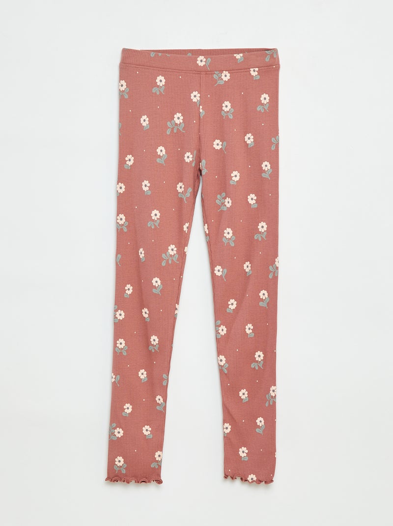 Legging côtelé à motif Rose - Kiabi