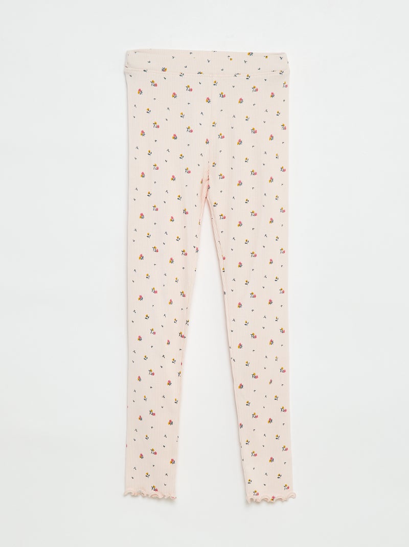 Legging côtelé à motif Rose - Kiabi