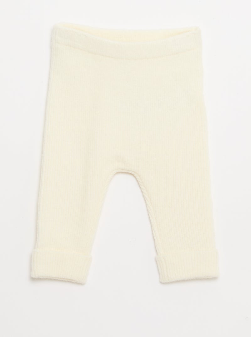 Legging côtelé avec boutons Blanc - Kiabi