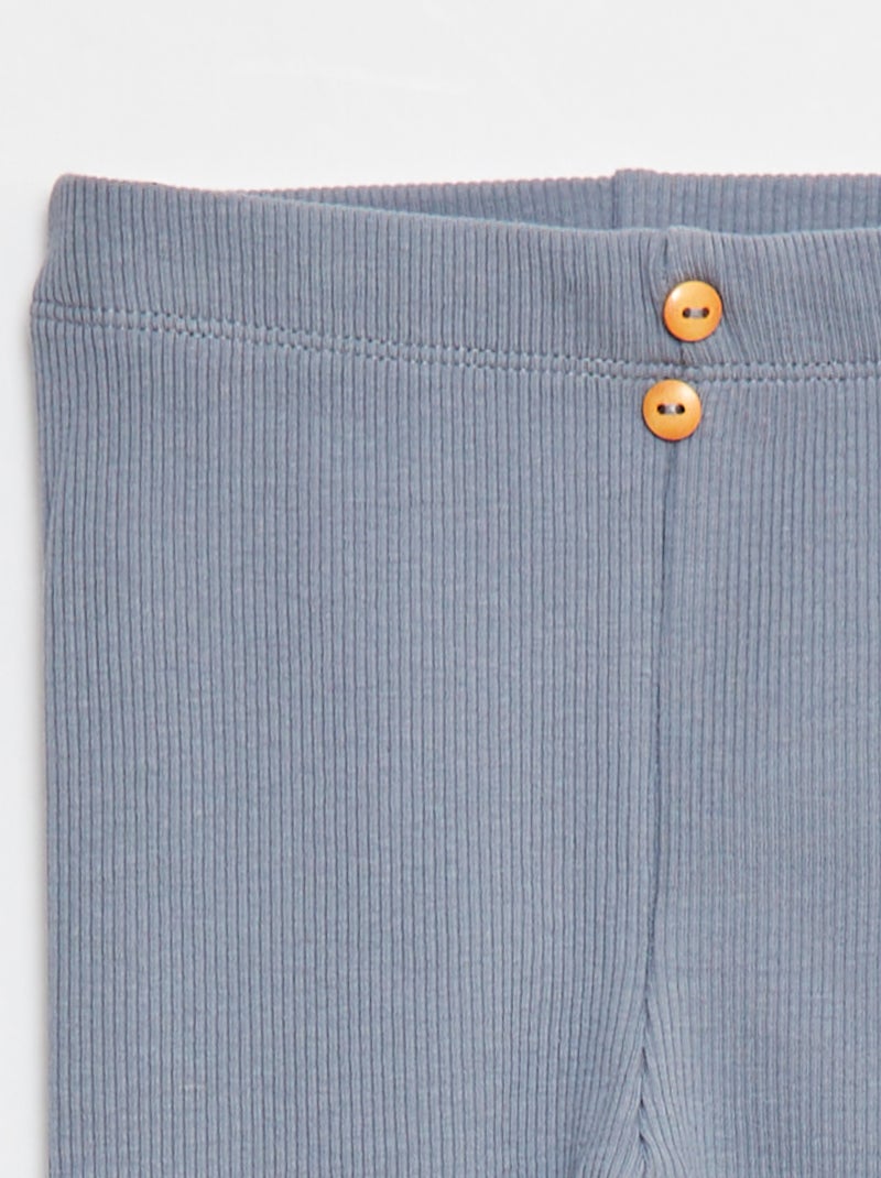 Legging côtelé avec boutons Bleu - Kiabi