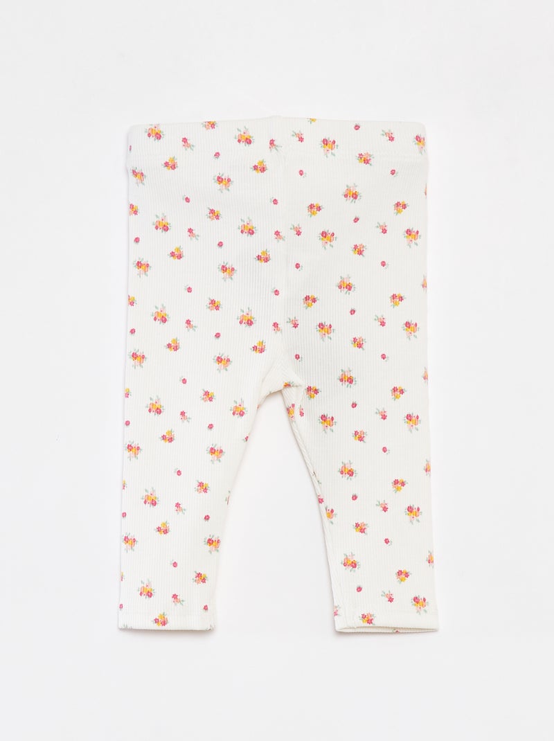 Legging côtelé avec boutons fantaisies Blanc - Kiabi