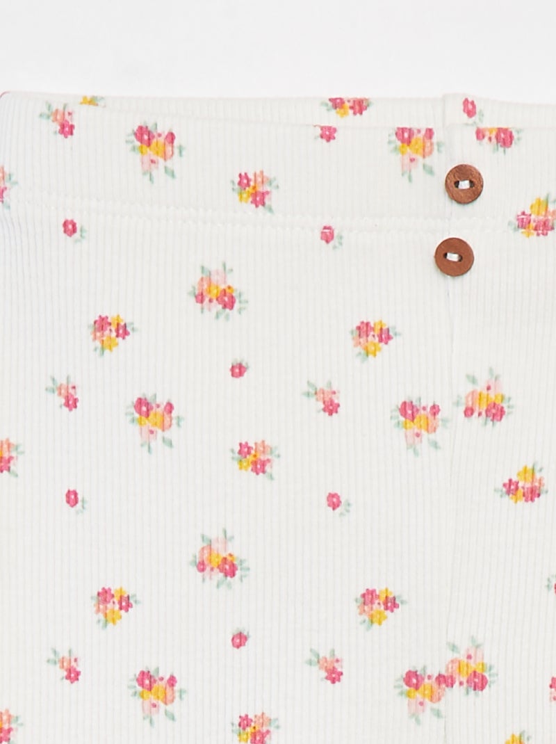 Legging côtelé avec boutons fantaisies Blanc - Kiabi