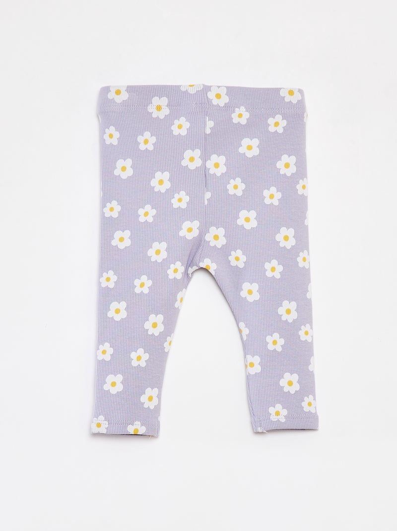 Legging côtelé avec boutons fantaisies Violet - Kiabi