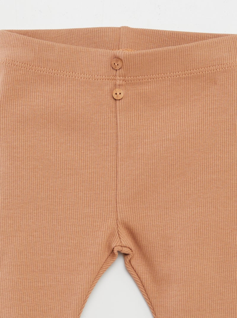Legging côtelé avec boutons Marron - Kiabi