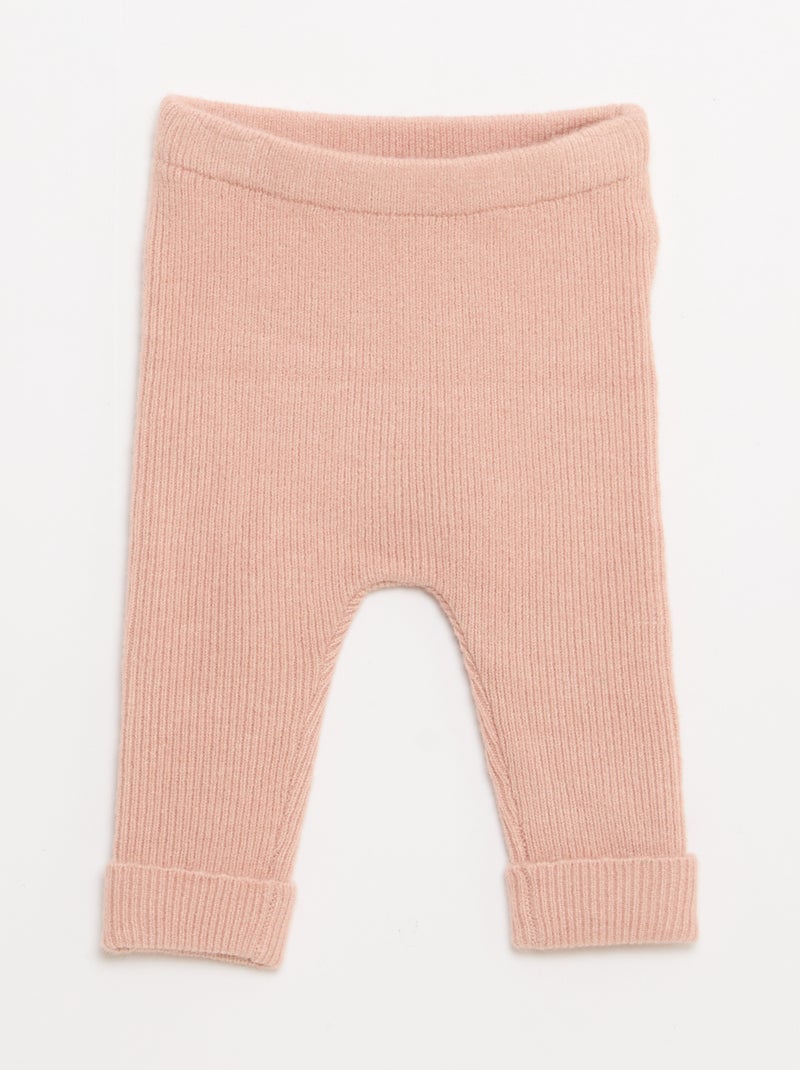 Legging côtelé avec boutons Rose - Kiabi