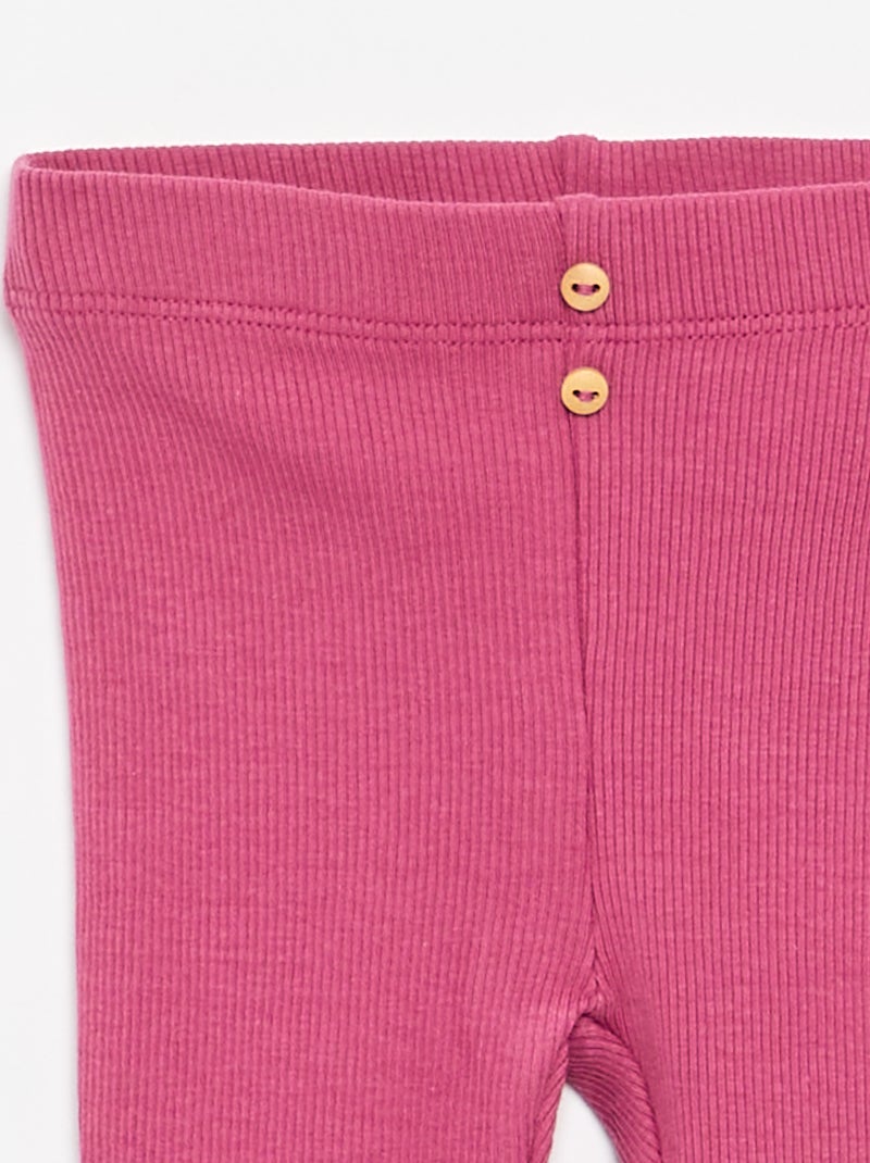 Legging côtelé avec boutons Violet - Kiabi