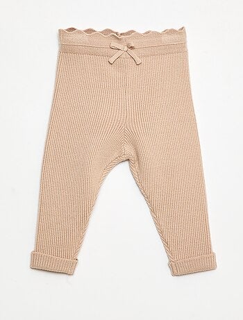 Legging côtelé avec nœud fantaisie