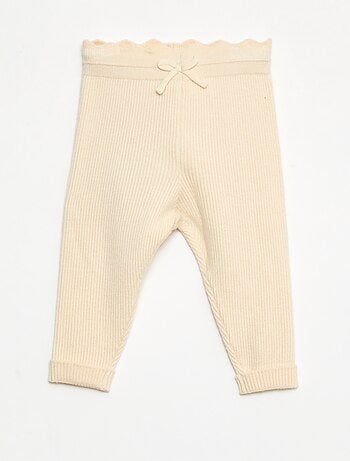 Legging côtelé avec nœud fantaisie