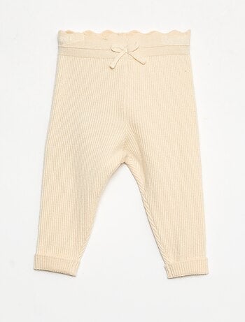 Legging côtelé avec nœud fantaisie