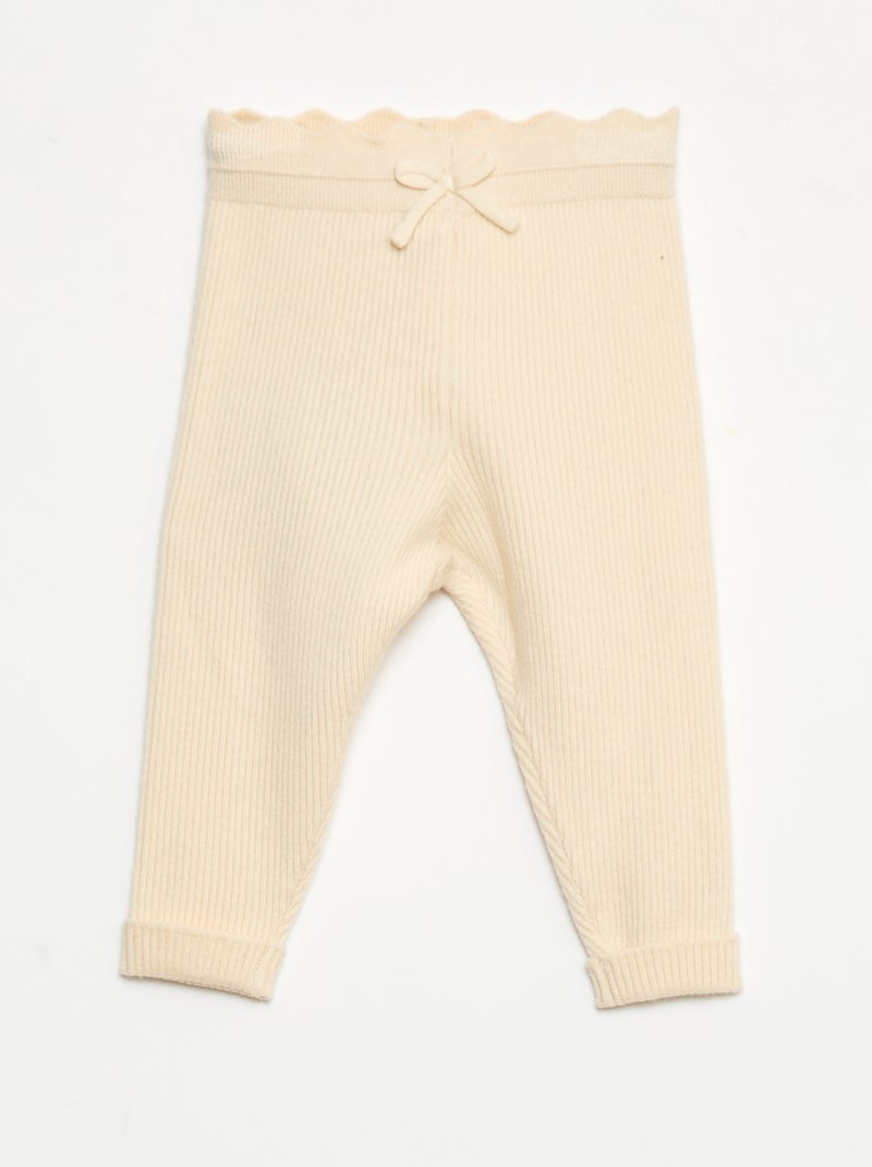 Legging côtelé avec nœud fantaisie Blanc - Kiabi