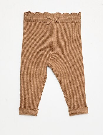 Legging côtelé avec nœud fantaisie