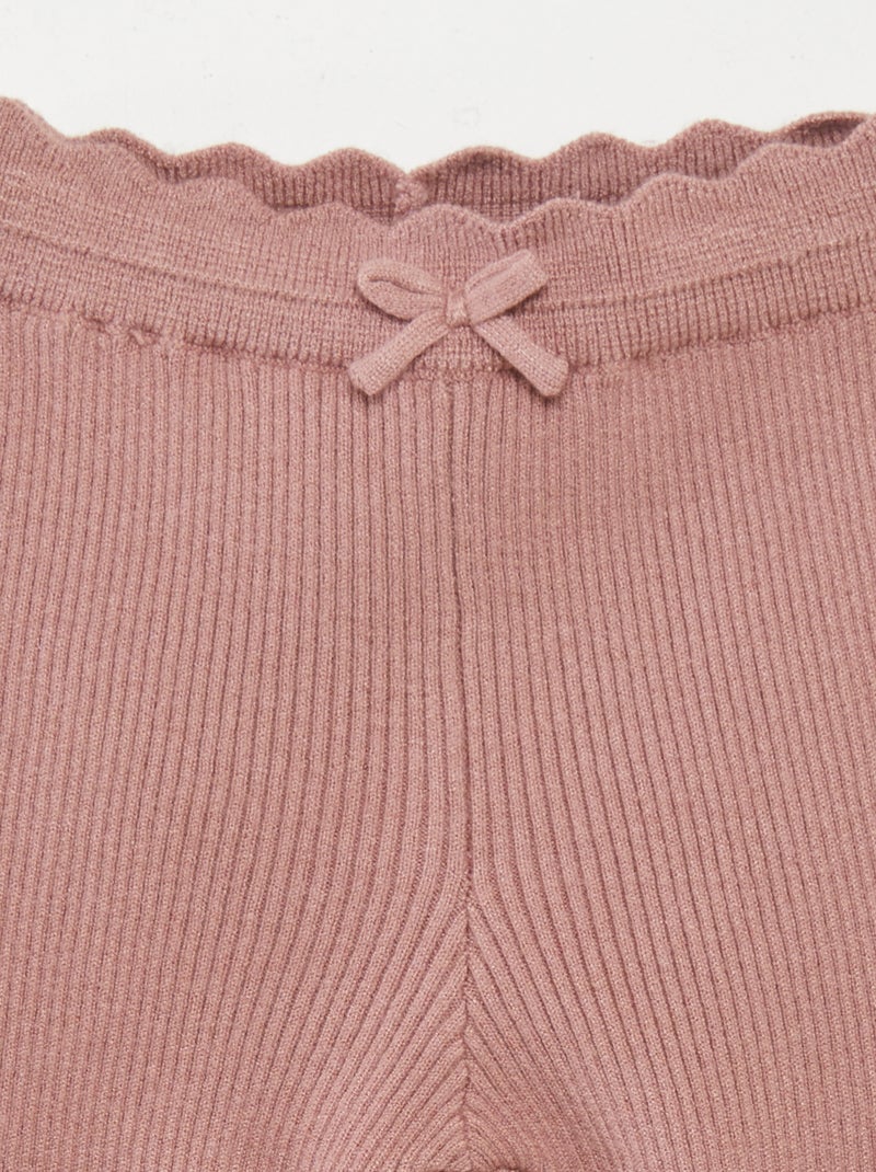 Legging côtelé avec nœud Rose - Kiabi