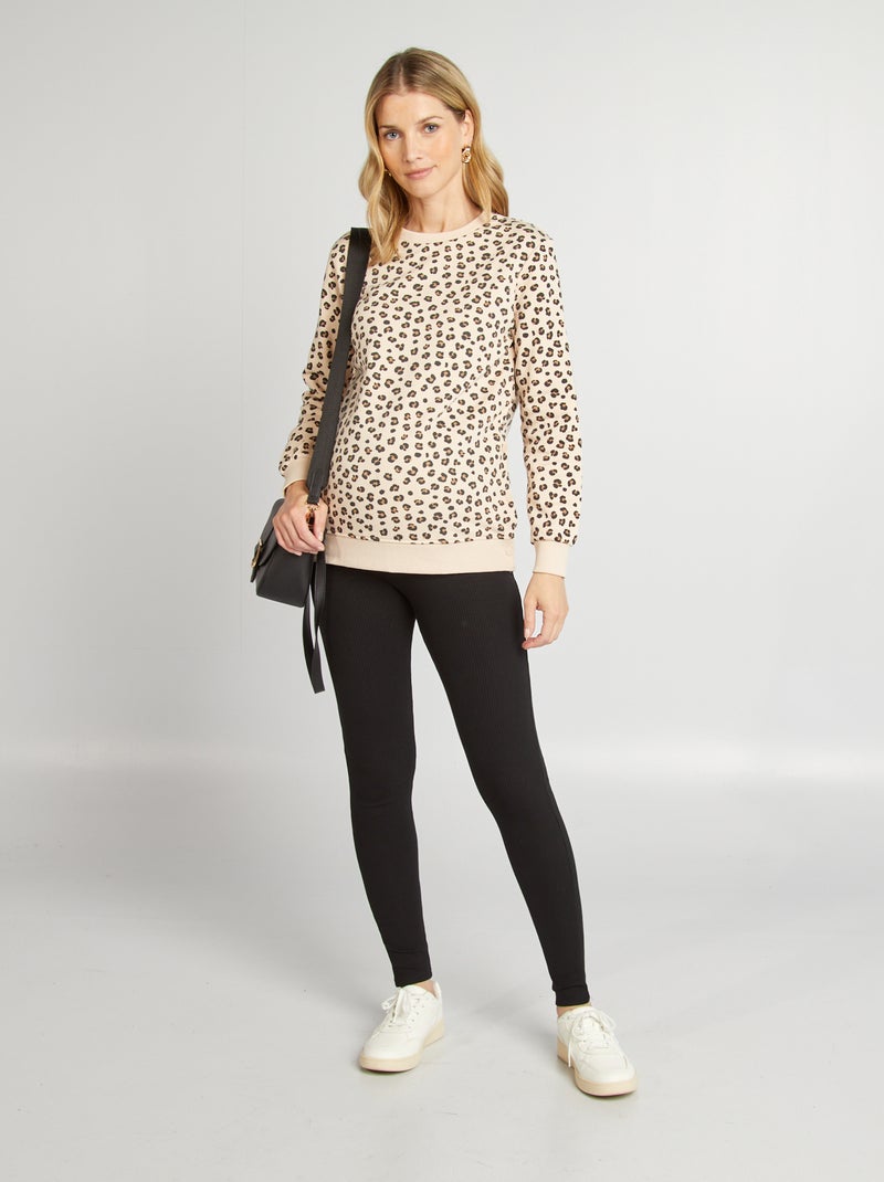 Legging côtelé de maternité noir - Kiabi