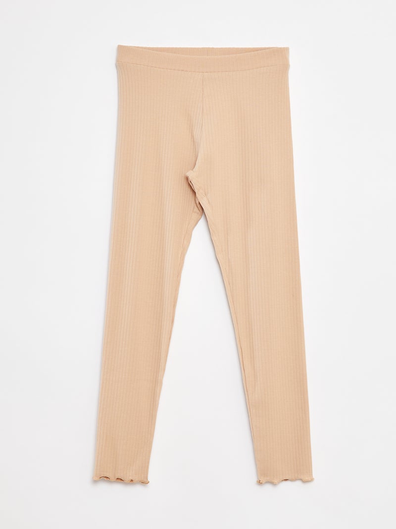 Legging côtelé long uni Beige - Kiabi