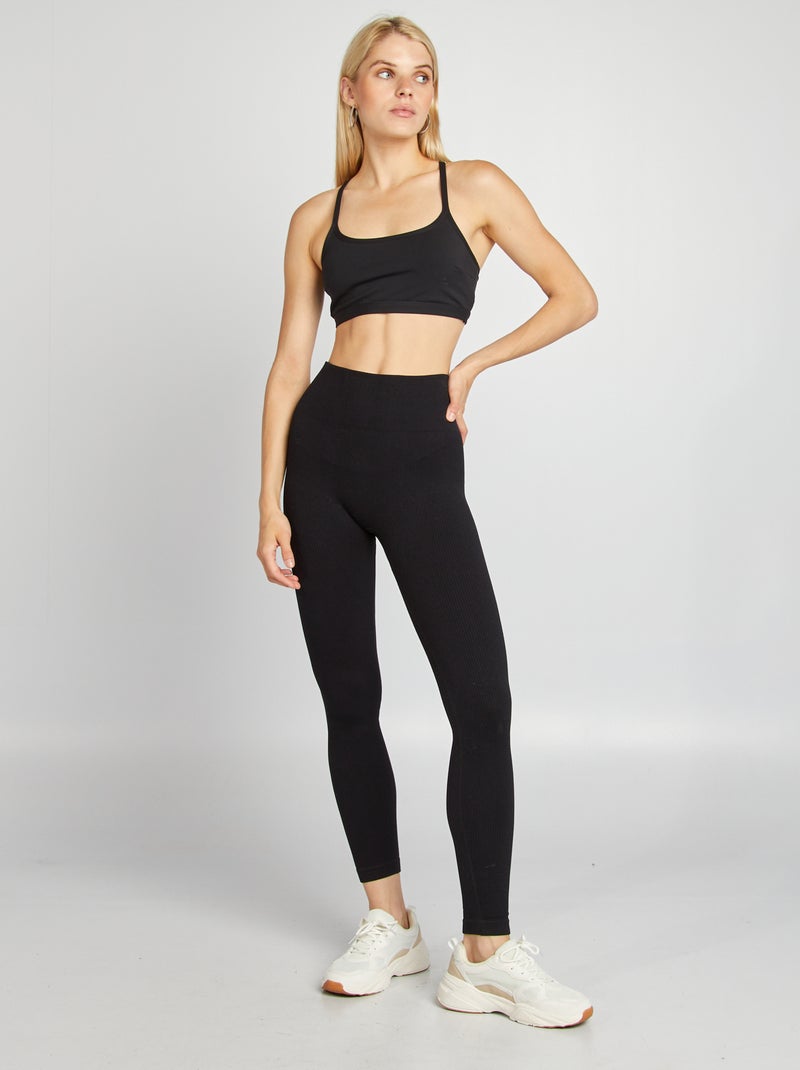 Legging côtelé sans couture noir - Kiabi