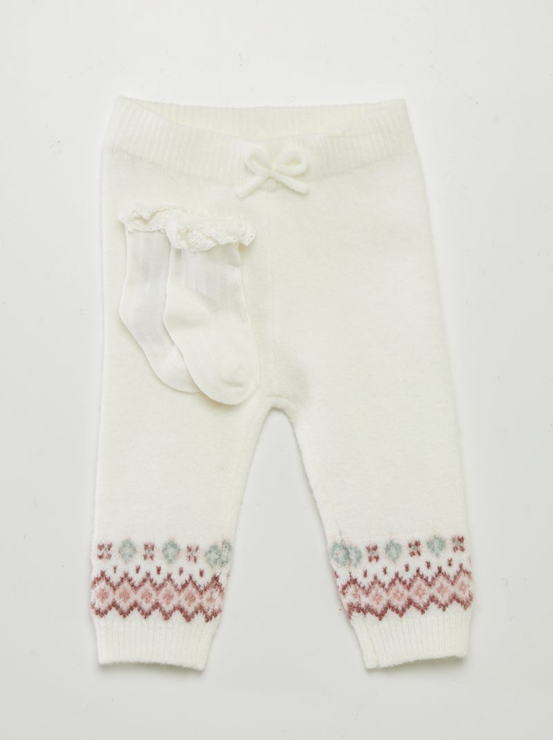 Legging en jacquard + chaussettes Blanc - Kiabi