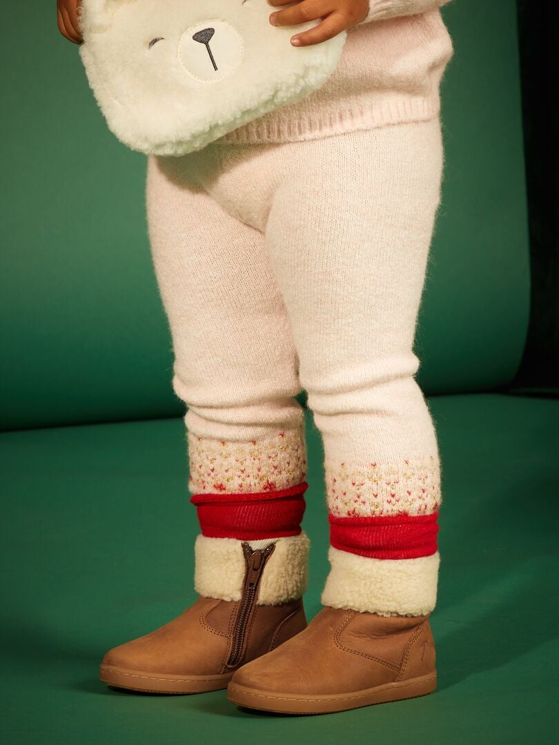 Legging en maille + chaussettes de Noël - 2 pièces Rose/rouge - Kiabi