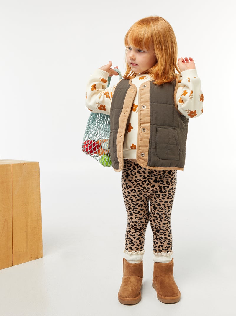 Legging en maille compact Beige léopard Bébé fille Kiabi