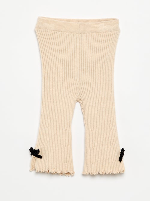 Legging en maille compacte côtelée avec nœuds - Kiabi