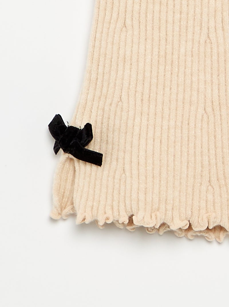 Legging en maille compacte côtelée avec nœuds Beige - Kiabi