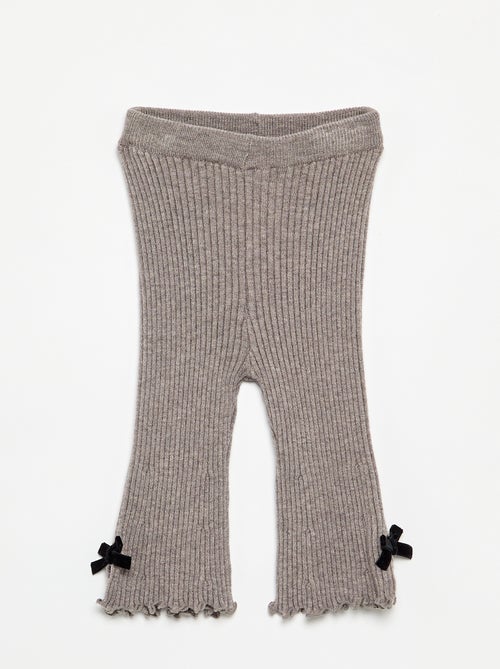 Legging en maille compacte côtelée avec nœuds - Kiabi