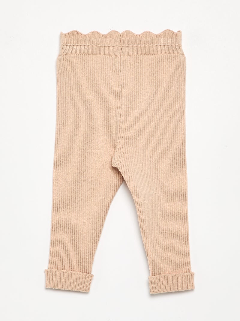 Legging en tricot avec nœud à la taille Beige - Kiabi