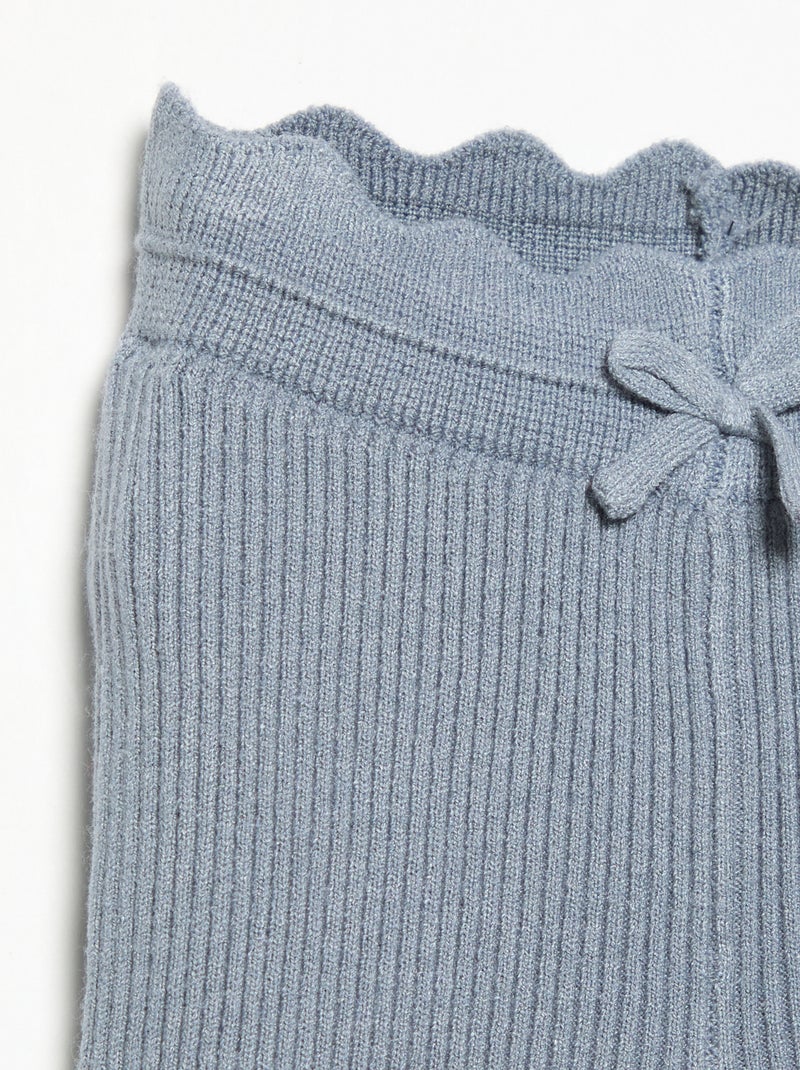 Legging en tricot avec nœud à la taille Bleu - Kiabi