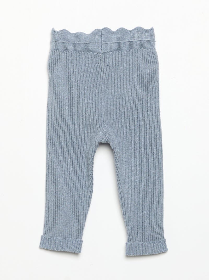 Legging en tricot avec nœud à la taille Bleu - Kiabi