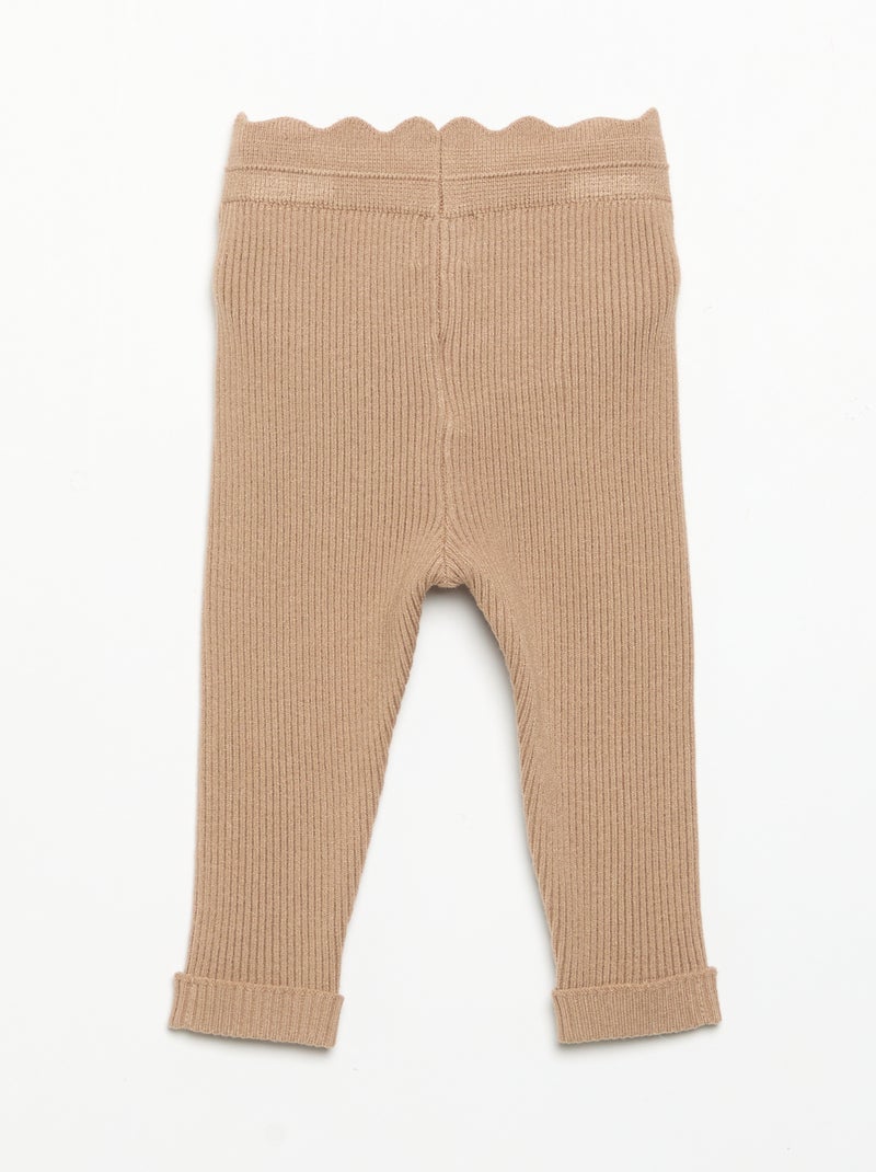 Legging en tricot avec nœud à la taille Marron - Kiabi