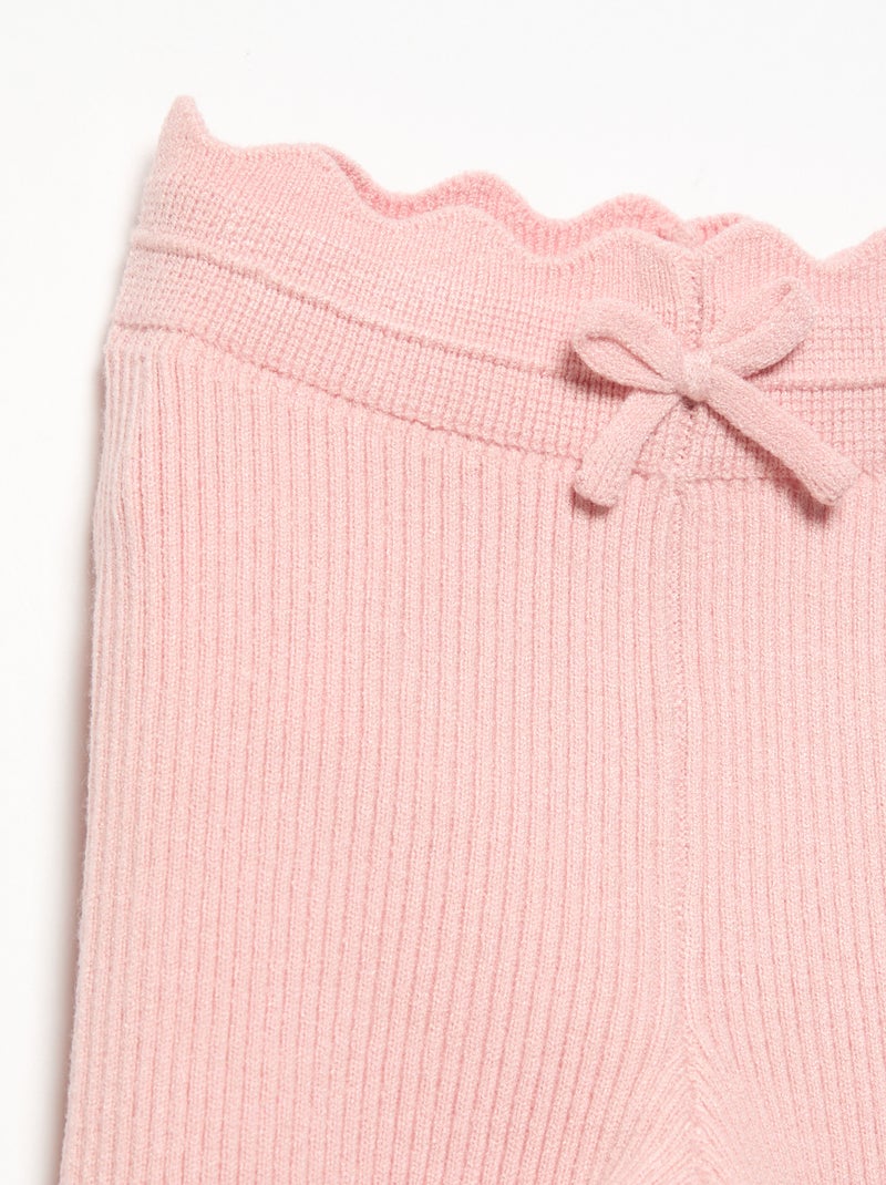 Legging en tricot avec nœud à la taille Rose - Kiabi