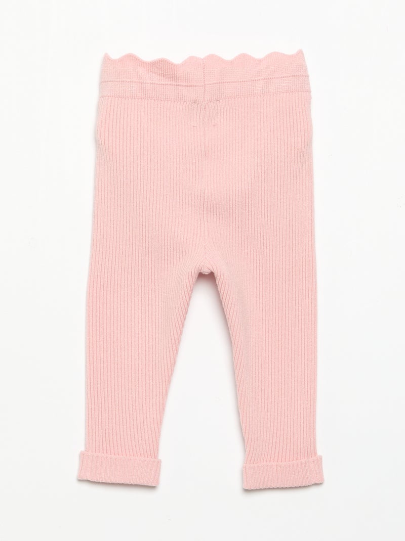 Legging en tricot avec nœud à la taille Rose - Kiabi