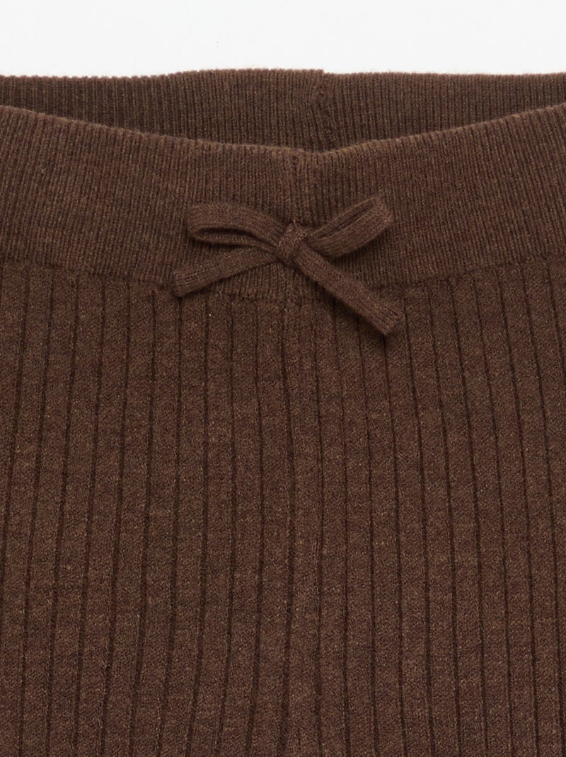 Legging en tricot uni avec noeud à la taille Marron - Kiabi