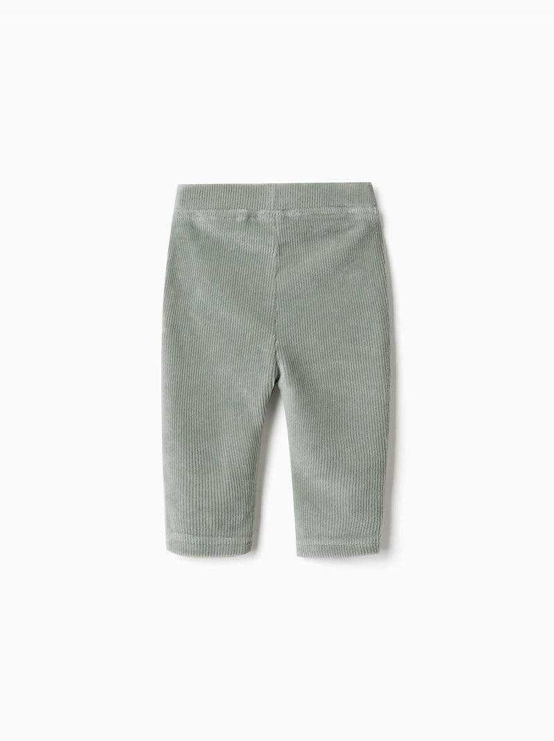 Legging en velours côtelé avec volants Vert - Kiabi