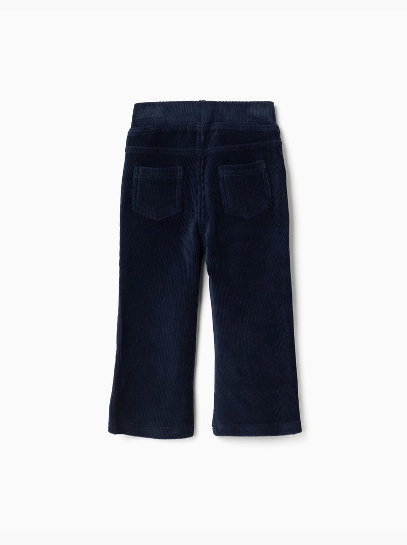 Legging évasé en velours côtelé avec taille élastique Bleu foncé - Kiabi