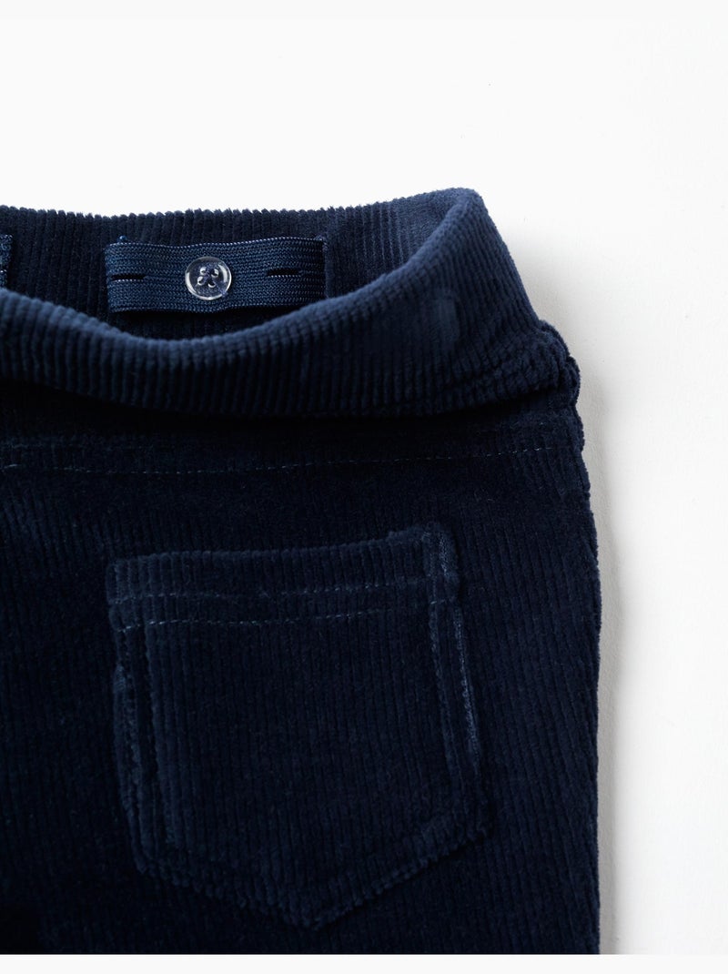 Legging évasé en velours côtelé avec taille élastique Bleu foncé - Kiabi