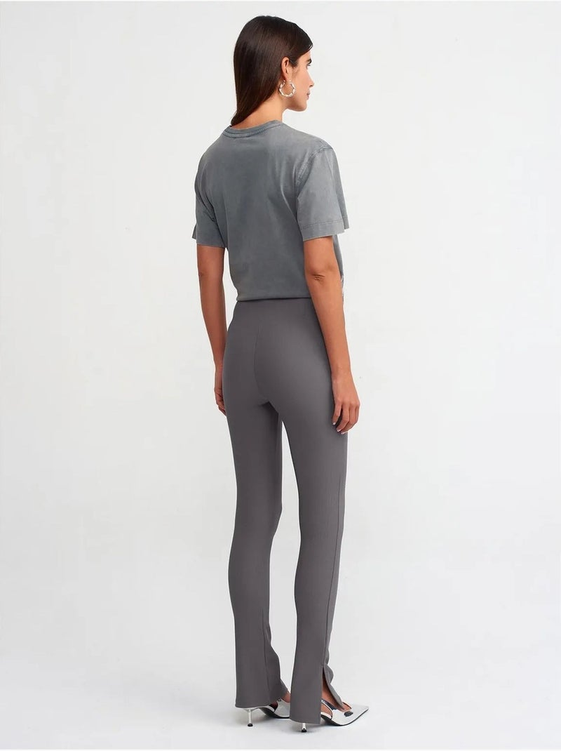 Legging évasé taille haute avec fente dilvin Gris Noir - Kiabi