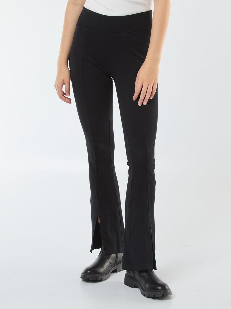 Legging flare en rib Noir - Kiabi