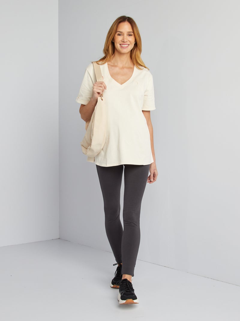Legging Maternité Noir Aomhrek - Pantalon Yoga Grossesse Élastique