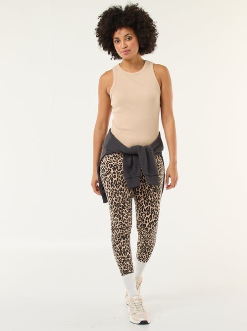Legging imprimé léopard en coton - Kiabi