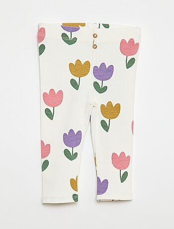 Legging long côtelé à motif