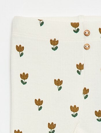 Legging long côtelé à motif