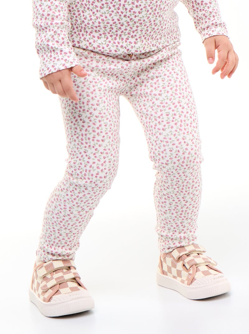 Legging long côtelé à motif Blanc - Kiabi