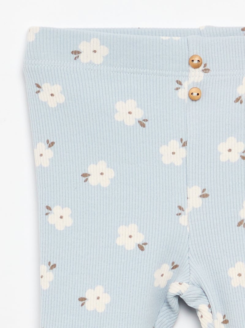 Legging long côtelé à motif Bleu - Kiabi