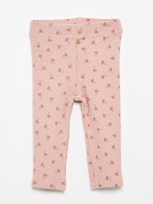 Legging long côtelé à motif - Kiabi