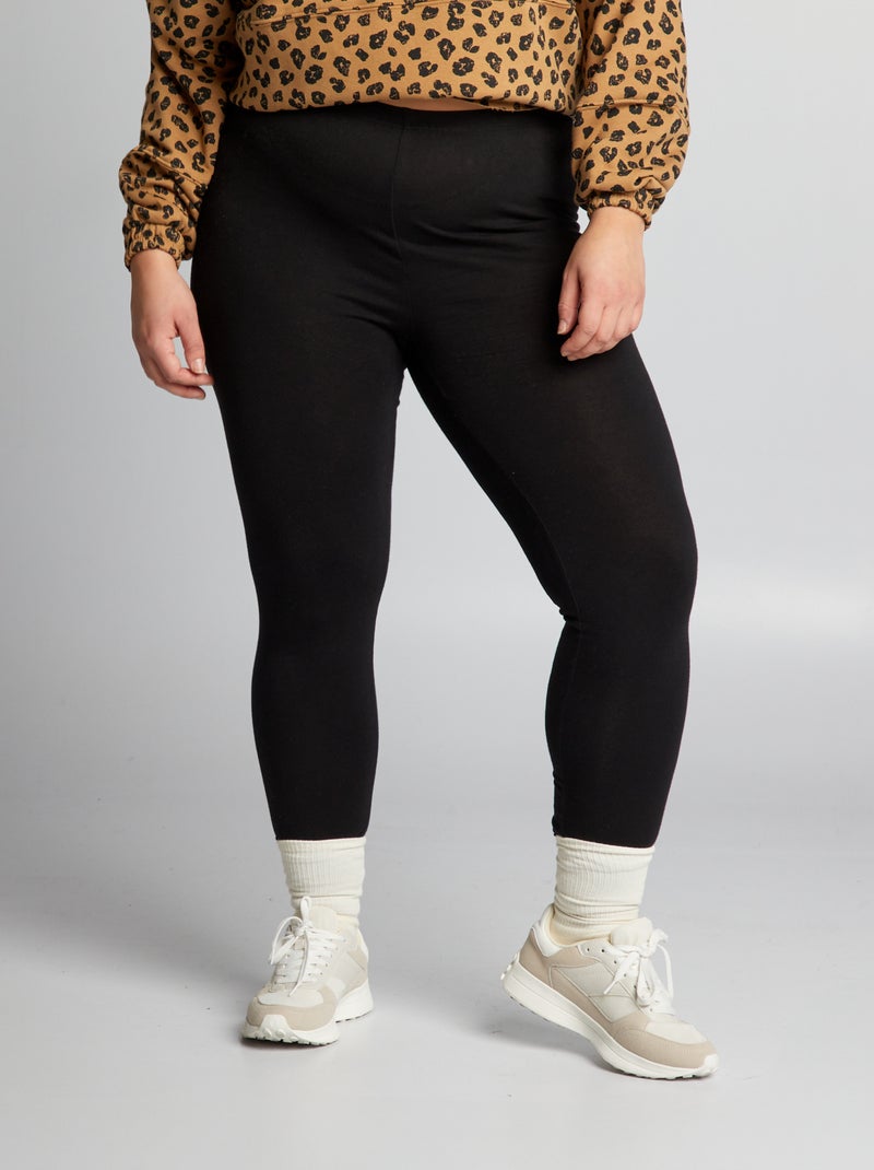 Legging long en coton Noir - Kiabi