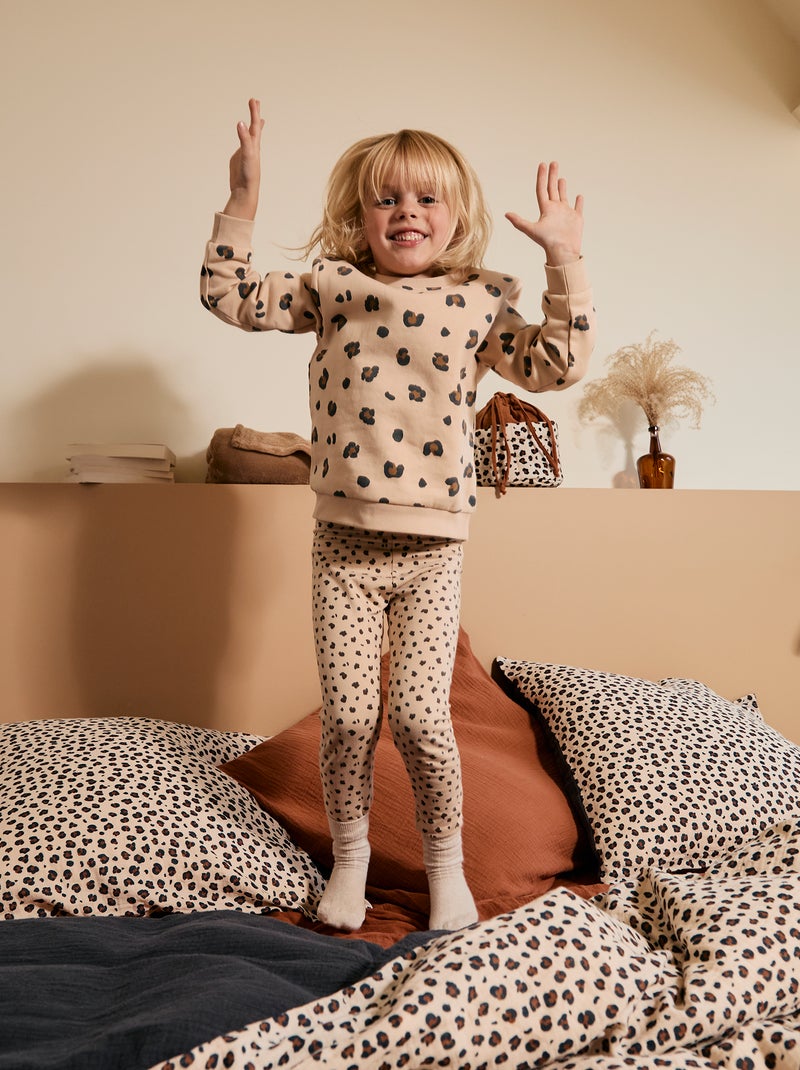 Kiench Girls Leggings Long Stretch Pants Pattern, Leopard Türkis, 140