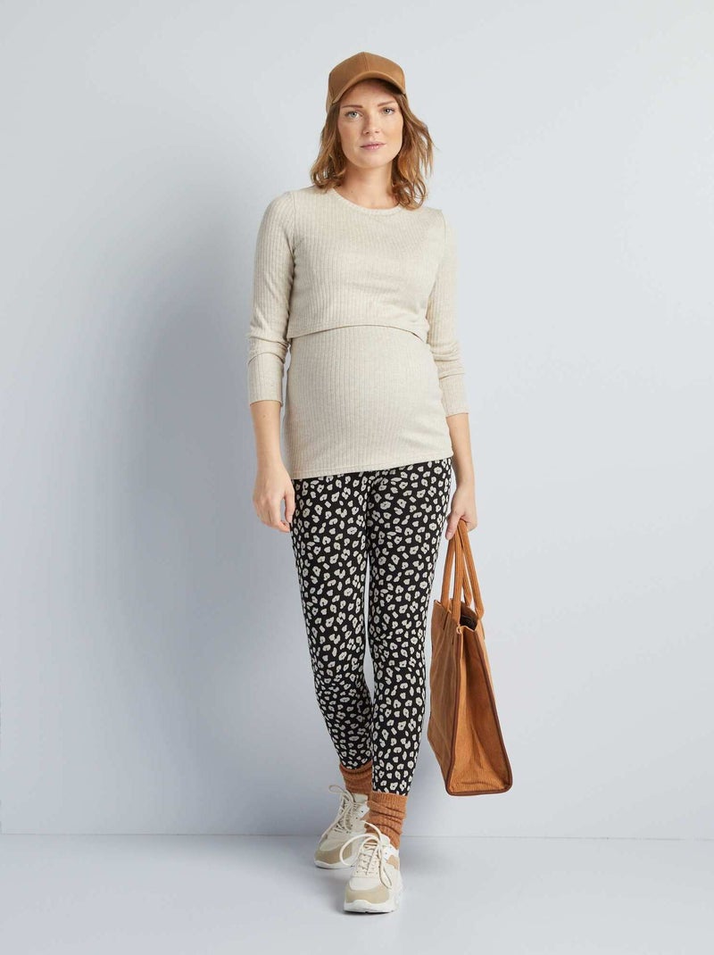 Legging long grossesse Noir/blanc - Kiabi