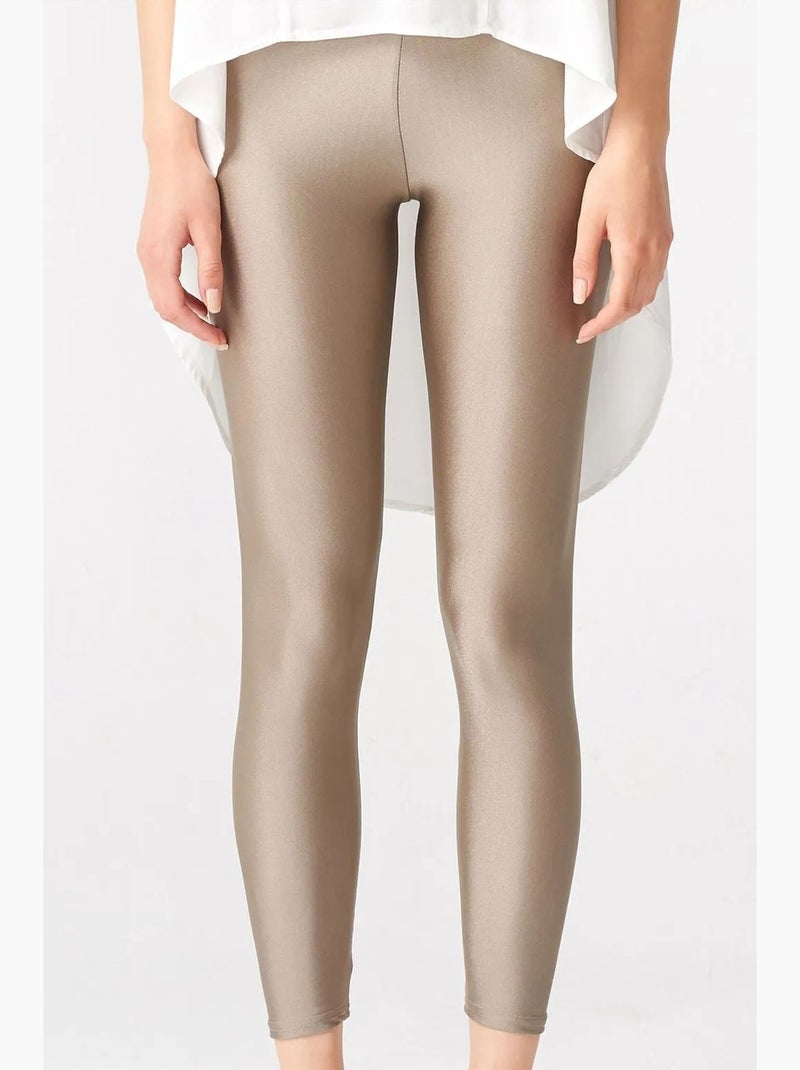 Legging met hoge taille en slim fit dilvin Greige - Kiabi