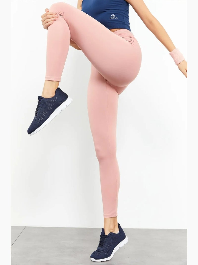 Legging met hoge taille en slim fit tommy Roze - Kiabi