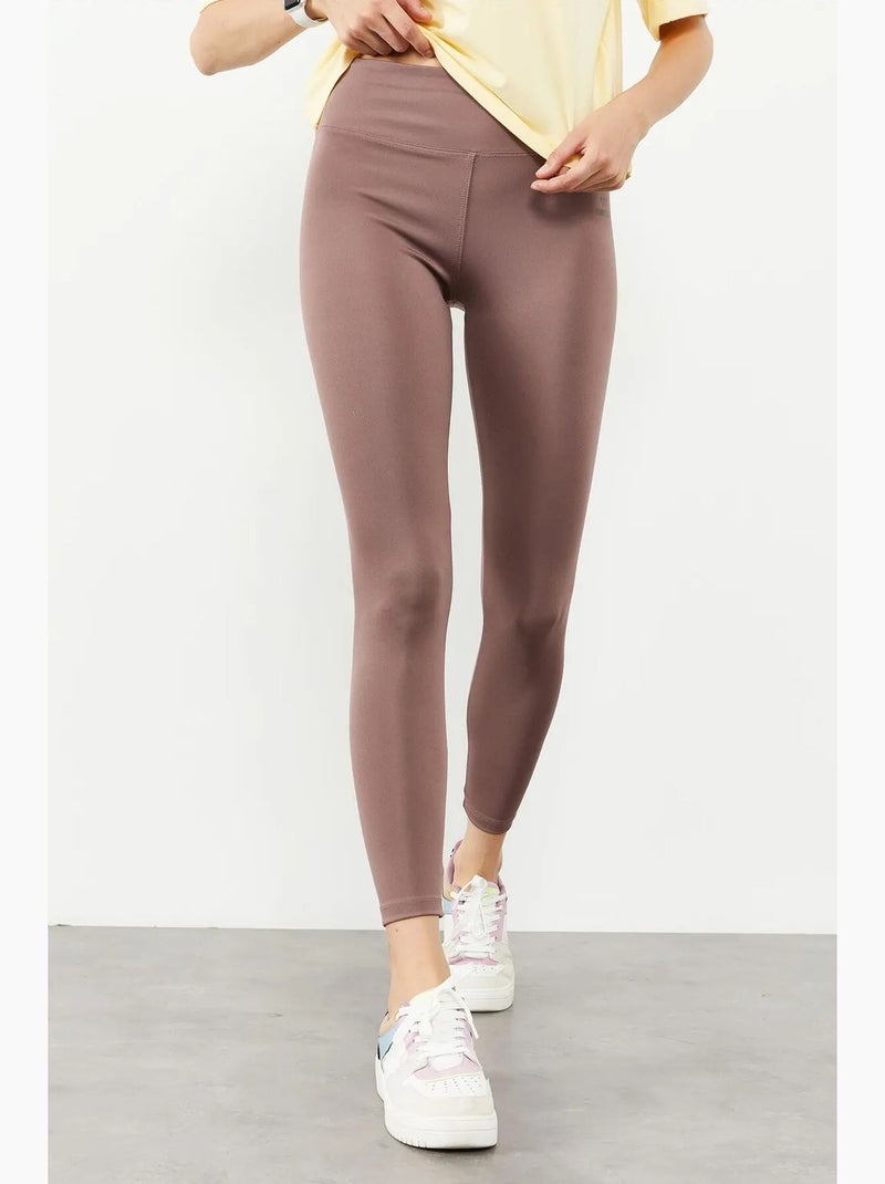 Legging met hoge taille en slim fit tommy Taupe - Kiabi